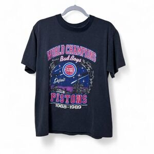 NBA Detroit Pistons BAD BOYS L Shirt Champions 89-90 Back to Back Isaiah Thomas